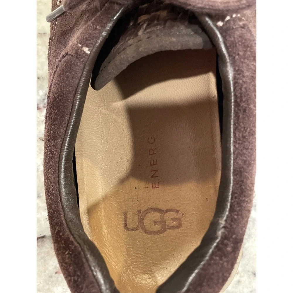 UGG ENERG Men's Oxford Tread Lite Size 8.5 Brown Woven Suede Lace‎ Up SN 1020367